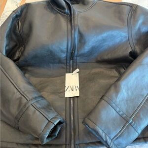 Zara black Faux Leather Jacket